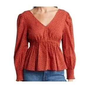 NWT Madewell Tie-Back Peplum Top in Campden Daisies In XS Feminine Dainty Floral